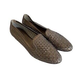 Sesto Meucci Italy Woven Loafer Genuine Leather Metallic Shoes Women's Size 12 N